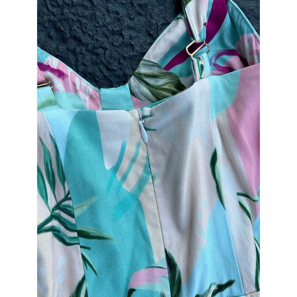 NWT Women’s Size XS Shore Brand Pink Tropical Barcelona Wrap Tank Dress - Picture 5 of 6